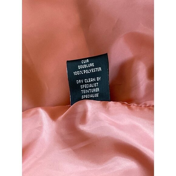 Genuine leather button up pink jacket with belt women size Small - Picture 10 of 13